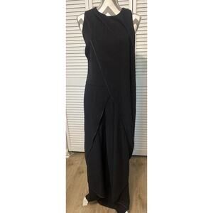 Halston Heritage Black 6 Formal Jumper Wide leg Sleeveless Crossover Front